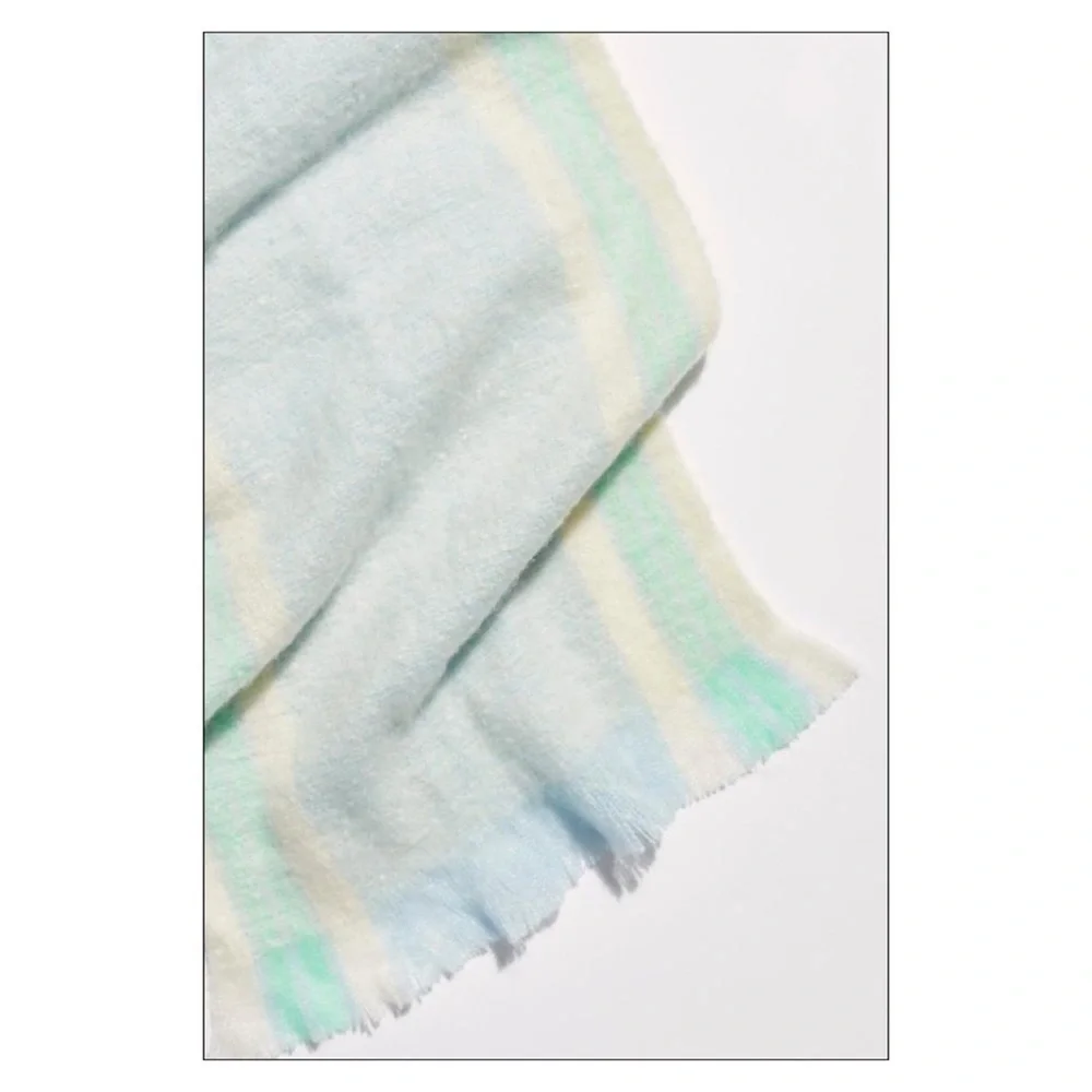 NWT Free People Sky Blue Brushed Stripe Blanket Scarf